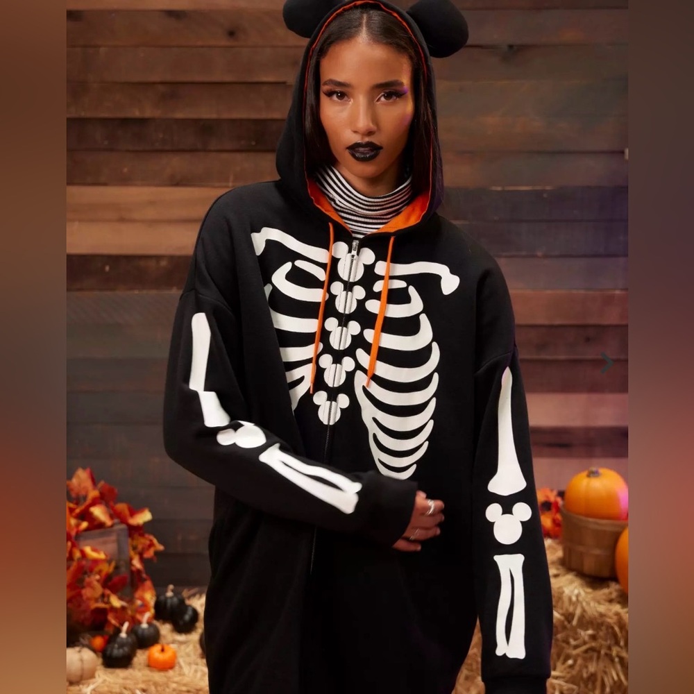 Her Universe XL Disney Halloween Mickey Mouse Skeleton Hoodie Dress